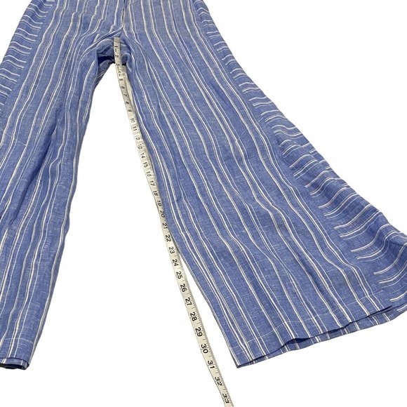 Anthropologie Ett:Twa Striped Linen Wide‎ Leg Pants Blue and White NWOT Size 4 - Picture 10 of 12